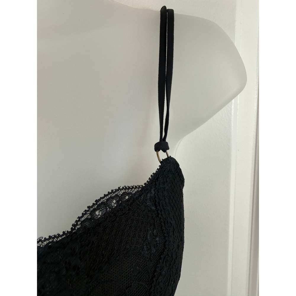 NWT BeMe New York Lace Demi Bra Black 36C Underwire Floral Dentelle Sheer Gothic - Picture 7 of 14